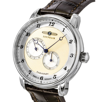Montre homme Zeppelin Friedrichshafen, bracelet cuir, cadran champagne, automatique 85685