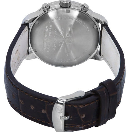 Montre chronographe Zeppelin Friedrichshafen pour homme avec bracelet en cuir et cadran doré à quartz 85845