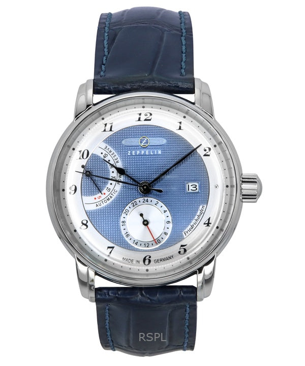 Montre automatique pour homme Zeppelin Friedrichshafen avec bracelet en cuir et cadran bleu 85903