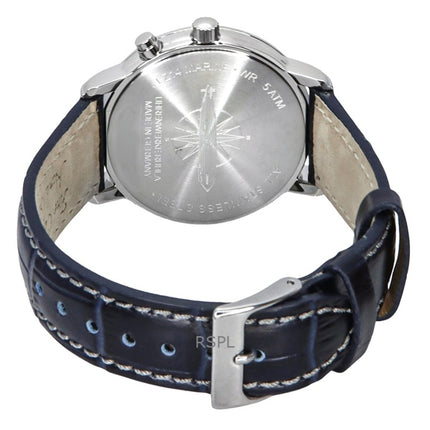 Montre pour femme Zeppelin LZ14 Marine Moonphase avec bracelet en cuir et cadran bleu à quartz 86353