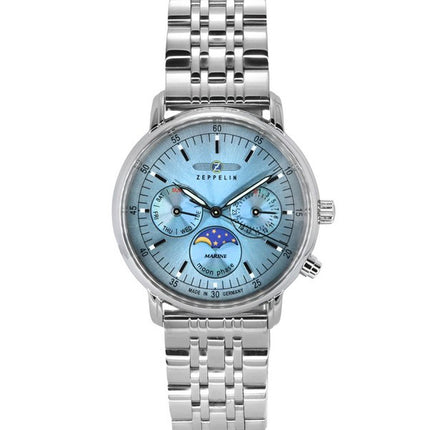 Montre pour femme Zeppelin LZ14 Marine Moonphase en acier inoxydable avec cadran bleu glacier 8637M3