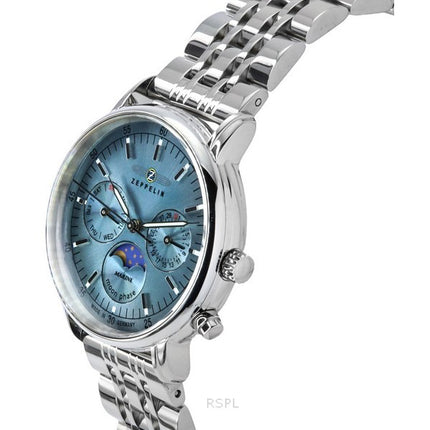 Montre pour femme Zeppelin LZ14 Marine Moonphase en acier inoxydable avec cadran bleu glacier 8637M3