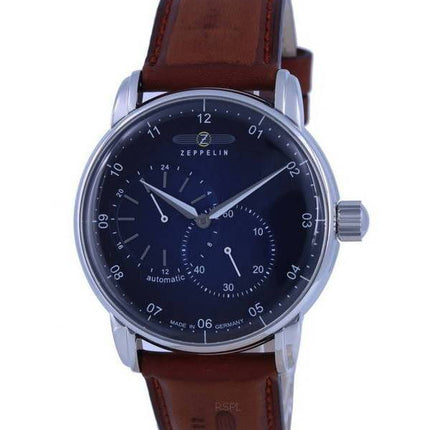 Montre homme Zeppelin New Captain's Line, cadran bleu, bracelet cuir, automatique, référence 8662-3 86623, remise à neuf