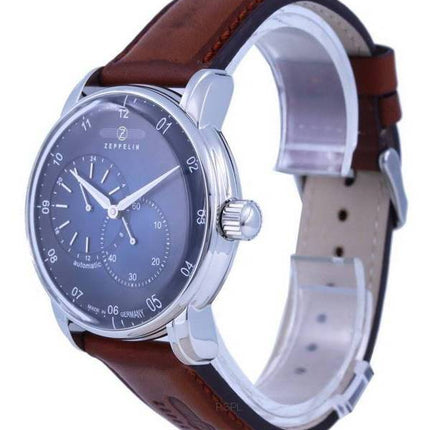 Montre homme Zeppelin New Captain's Line, cadran bleu, bracelet cuir, automatique, référence 8662-3 86623, remise à neuf