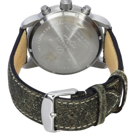 Montre pour homme Zeppelin 100 Jahre chronographe bracelet en cuir cadran vert quartz 86804