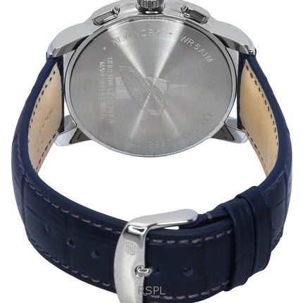 Montre chronographe Zeppelin New York pour homme avec bracelet en cuir et cadran bleu, modèle 88783