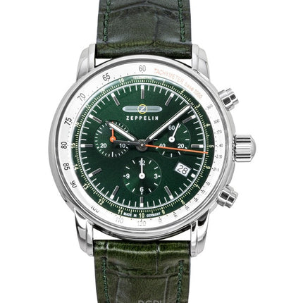 Montre homme Zeppelin LZ 14 Marine Chronographe Bracelet cuir Cadran vert Quartz 88884