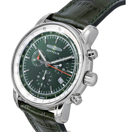 Montre homme Zeppelin LZ 14 Marine Chronographe Bracelet cuir Cadran vert Quartz 88884