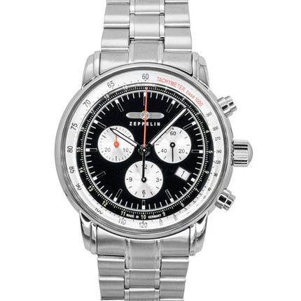 Montre homme Zeppelin LZ 14 Marine chronographe en acier inoxydable, cadran noir, quartz 8888MB2