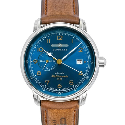 Zeppelin Mediterranee Leather Strap Blue Dial Automatic 96683 Men's Watch