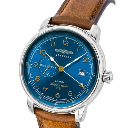Zeppelin Mediterranee Leather Strap Blue Dial Automatic 96683 Men's Watch