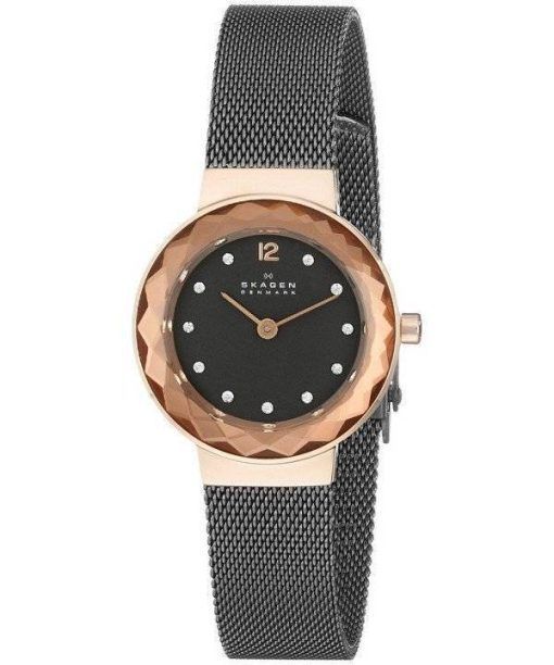 Skagen Leonora Black Mother of Pearl Dial Charcoal IP 456SRM Womens Watch