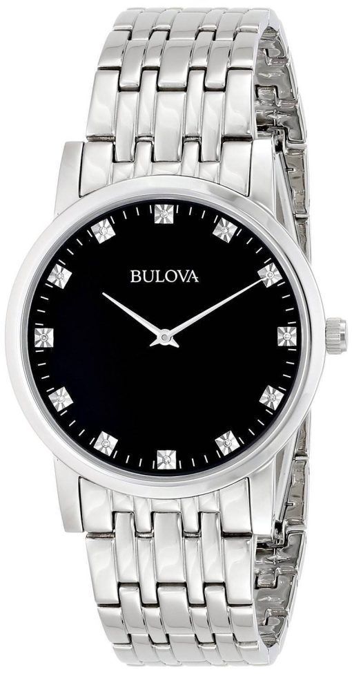 Bulova Diamond Accented Stainless Steel 96D106 Mens Watch
