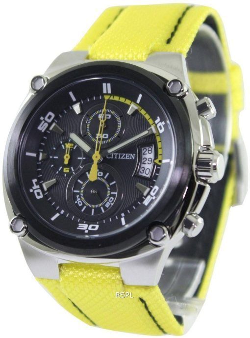Citizen chronographe Sport jaune Watch bande Nylon AN3455-30F masculine