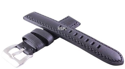 Bracelet de cuir noir Ratio marque 20mm pour SKX007 SKX009, SKX011, SRP497, SRP641