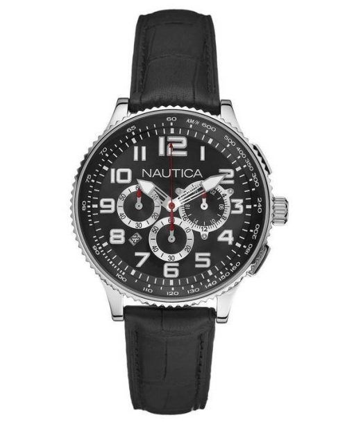 Nautica chronographe en cuir noir N22596M