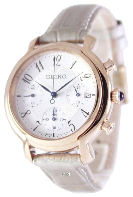 Seiko Quartz Chronograph Calfskin Strap SRW872P1 SRW872P Women's Watch