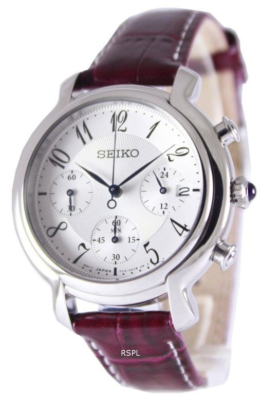 Seiko Quartz Chronograph Leather Strap SRW875P2 Women's Watch