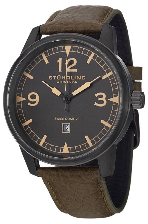 Stührling Original Condor Swiss Quartz cuir vert 1129Q.03 montre homme