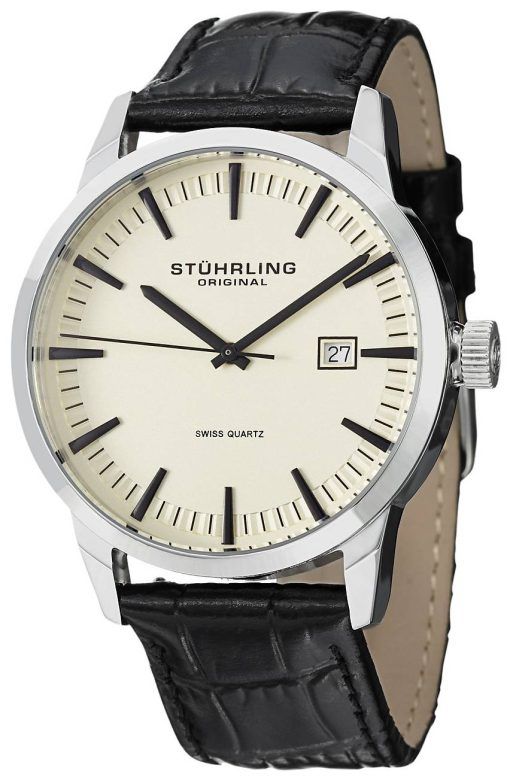 Stührling Original classique Ascot 42 Swiss Quartz Date affichage 555A.03 montre homme