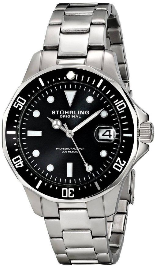Stührling Original Aquadiver 200M Quartz Watch Date de 664.01 Hommes