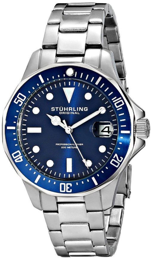 Stührling Original Aquadiver 200M Quartz Watch Date de 664.02 Hommes