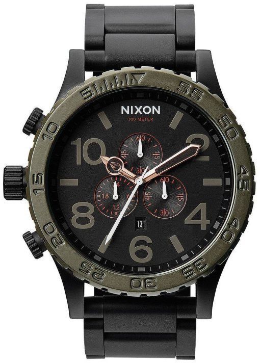 Montre Nixon Matte noir industriel vert chronographe 300M A083-1530-00 hommes