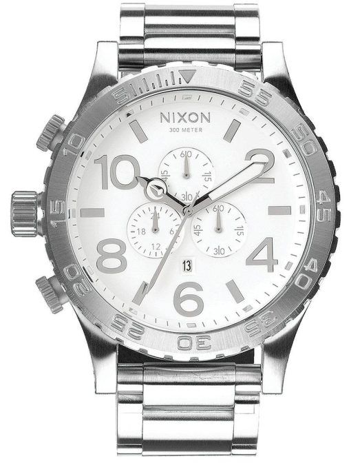 Nixon poli blanc montre cadran chronographe 300M A083-488-00 hommes