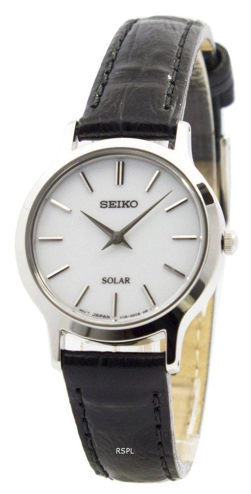 Montre Seiko solaire cadran blanc cuir sangle SUP299P1 SUP299P féminin