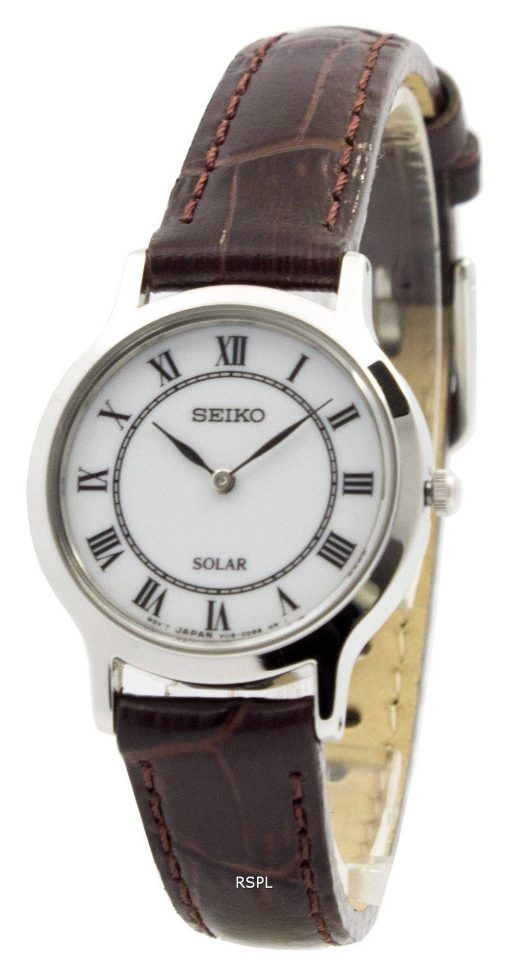 Montre Seiko solaire cadran blanc cuir sangle SUP303P1 SUP303P féminin