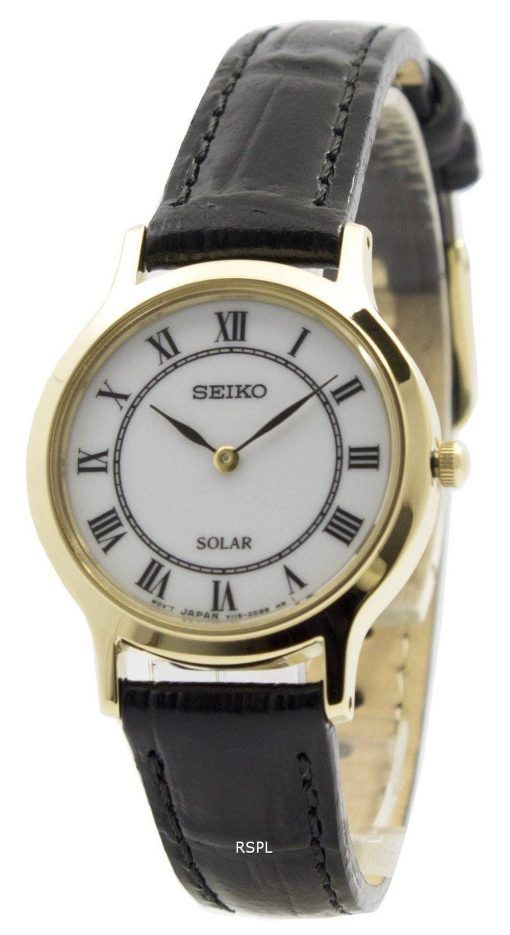 Montre Seiko solaire cadran blanc cuir sangle SUP304P1 SUP304P féminin