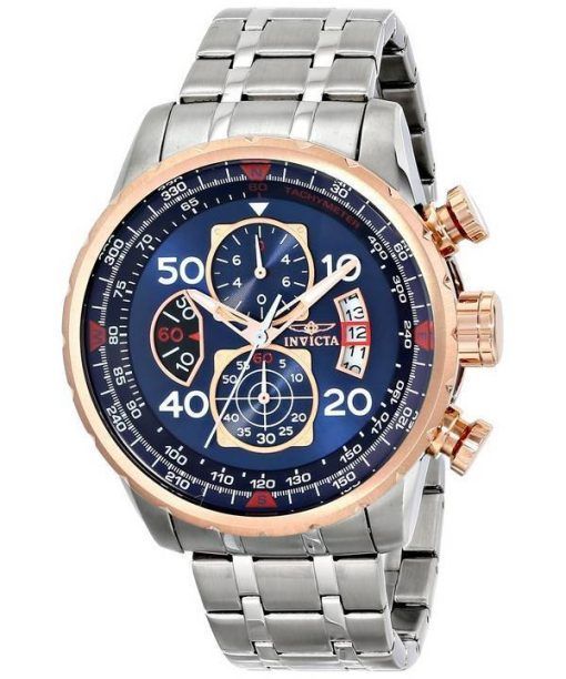 Montre Invicta Aviator Quartz chronographe cadran bleu 17203 masculine