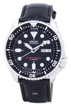 Watch Ratio en cuir noir SKX007J1-LS6 200M hommes Seiko automatique montre de plongée