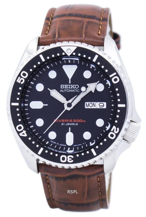 Watch Ratio en cuir brun SKX007J1-LS7 200M hommes Seiko automatique montre de plongée