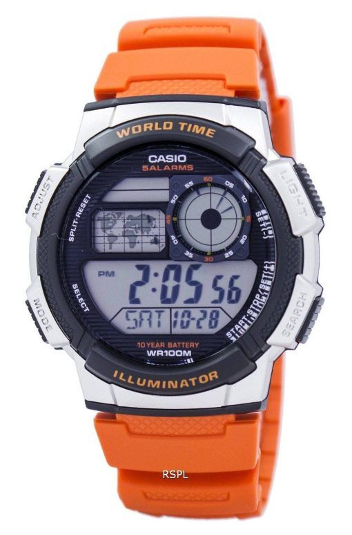 Jeunesse de Casio série illuminateur monde temps alarme AE-1000W-4BV montre homme