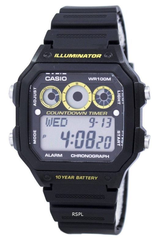 Jeunesse de Casio série illuminateur chronographe alarme AE-1300WH-1AV montre homme
