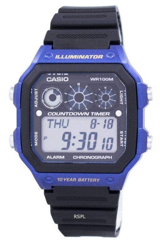 Montre Casio jeunesse série illuminateur chronographe alarme AE-1300WH-2AV hommes