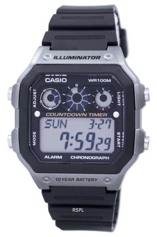 Montre Casio jeunesse série illuminateur chronographe alarme numérique AE-1300WH-8AV masculine