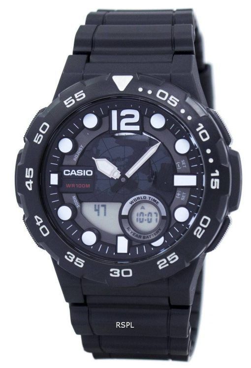 Montre Casio World Time alarme analogique numérique AEQ-100W-1AV masculine