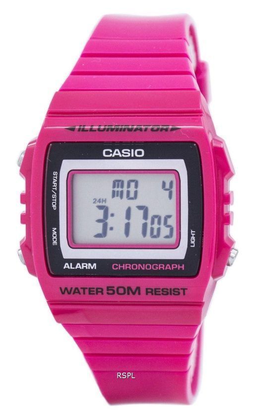 Montre Casio Illuminator chronographe alarme numérique W-215H-4AV hommes