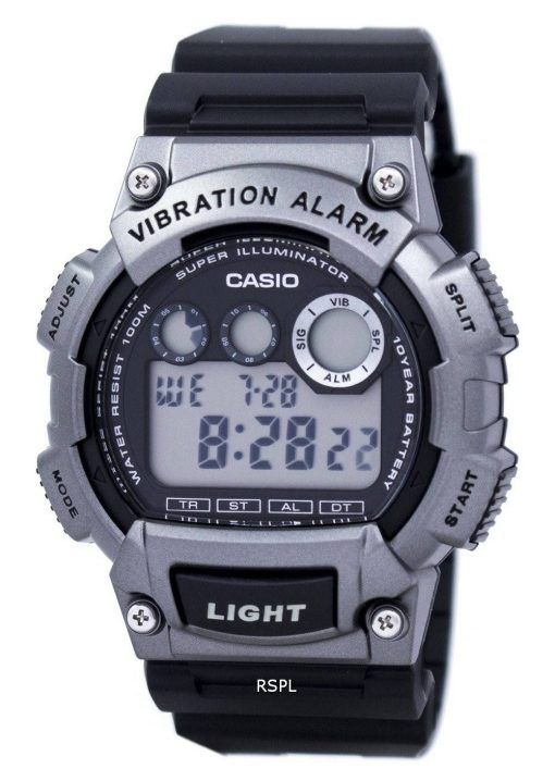 Casio Super illuminateur Dual Time Vibration alarme numérique 735H-W-1A3V montre homme