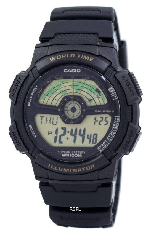 Casio jeunesse illuminateur monde temps monde carte AE-1100W-1BV AE1100W-1BV montre homme