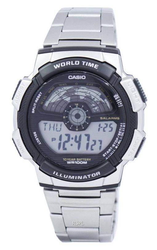 Casio jeunesse illuminateur World Time Digital AE-1100WD-1AV AE1100WD-1AV montre homme