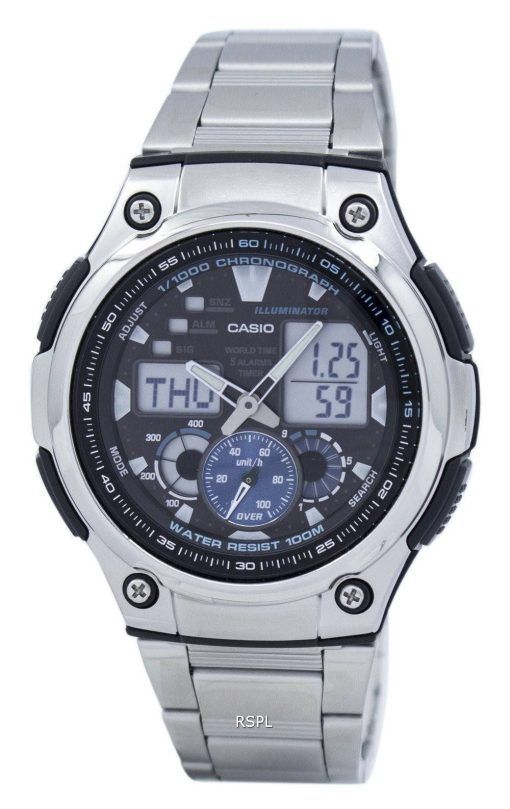 Chronographe Casio World temps analogique numérique AQ-190WD-1AV AQ190WD-1AV montre homme