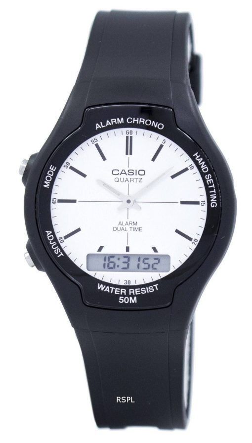 Montre Casio double temps alarme Quartz analogique Digital AW - 90H - 7EV AW90H - 7EV homme