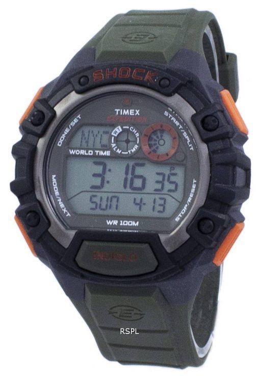 Timex Expedition choc monde temps numérique Indiglo T49972 montre homme