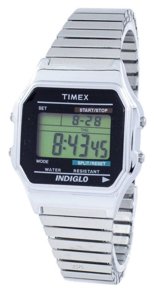 Montre Timex intemporel classique Indiglo chronographe alarme numérique T78587 masculin