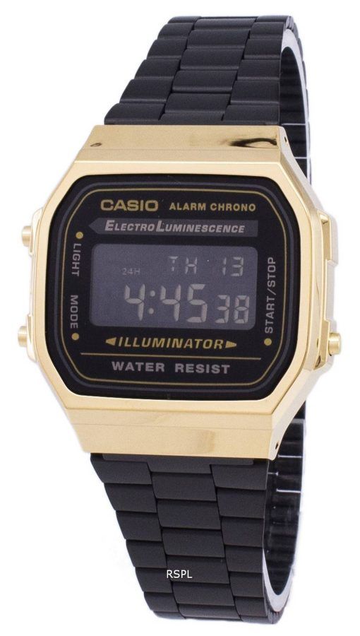 Montre unisexe Casio Vintage chronographe alarme numérique A168WEGB-1 b