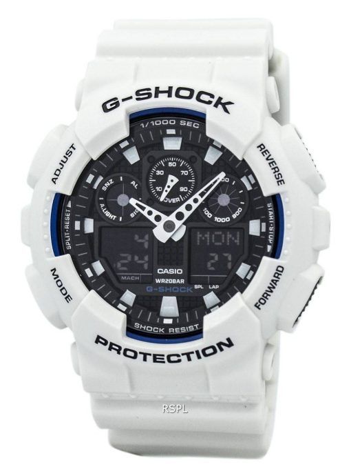 Montre Casio G-Shock World Time Blanc Numérique Analogique GA-100B-7A hommes