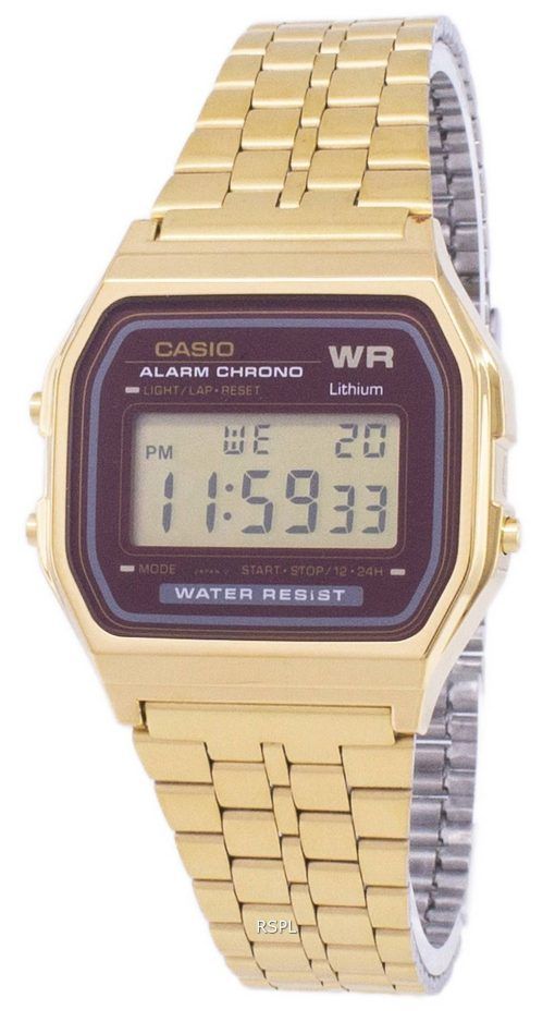 Montre Casio Gold Tone chronographe Digital A159WGEA-5 hommes